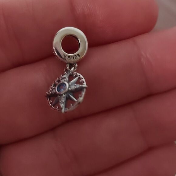 925 Sterling Silver Nautical Compass Charm - Picture 3 of 4